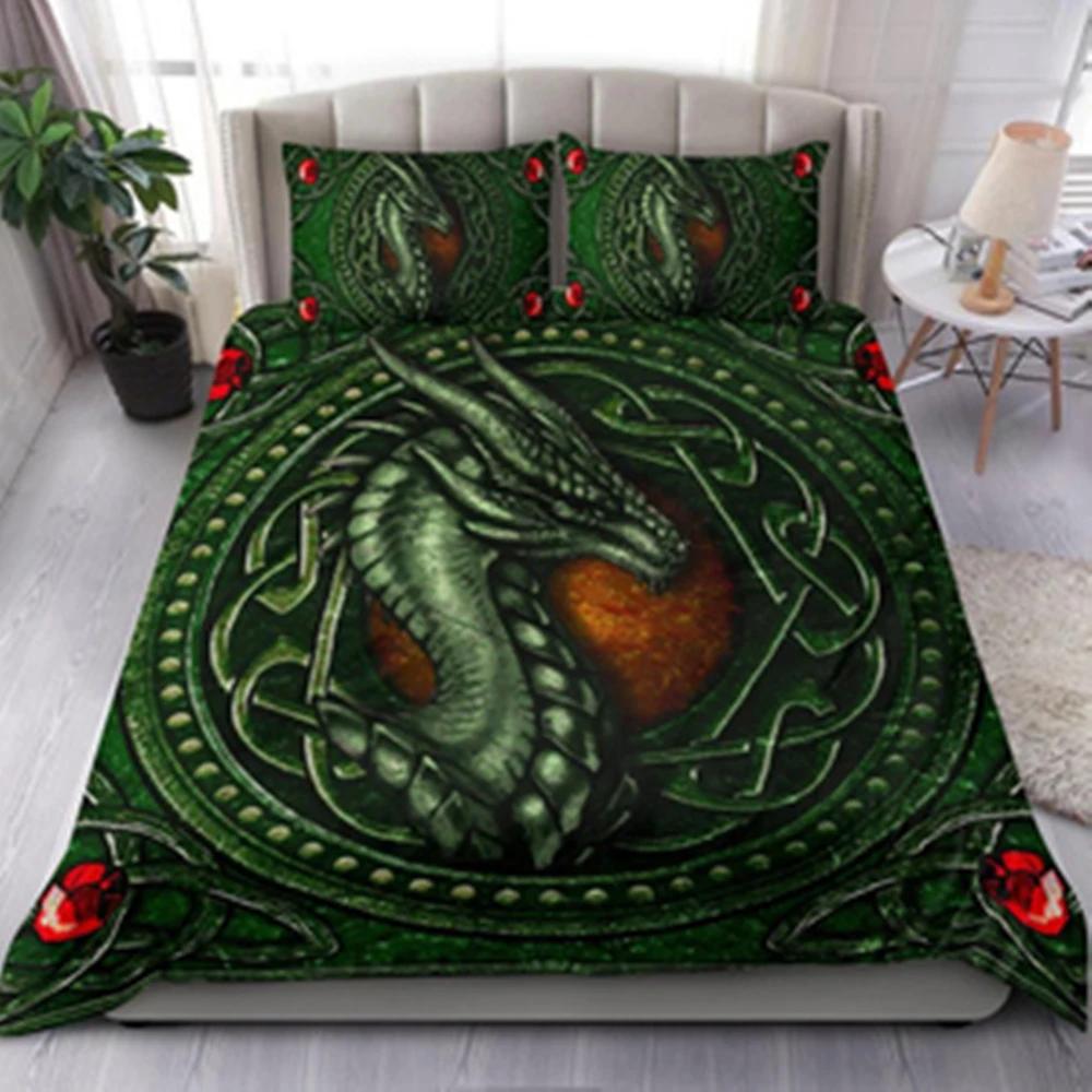 Dragon Printed Duvet Cover King Queen Western Magic Dragon Bedding Set Teen Adults Ancient Mythical Animal Polyester Quilt Cover