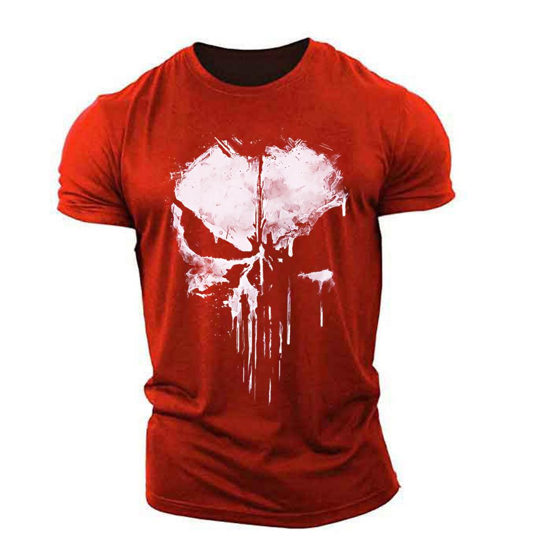BenberFashion Oversized Harajuku Schedelprint T-shirt Zomer Spier Heren Sport Persoonlijkheid Korte mouw Outdoor Stretch Sneldrogend O-hals Top XL