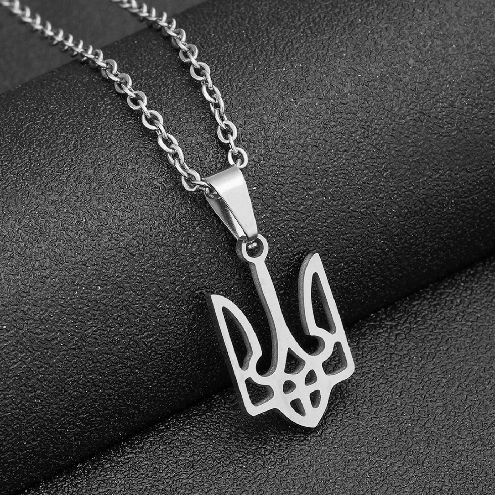 Ukraine National Emblem Pendant Necklace for Women Men Stainless Steel Jewelry Gift