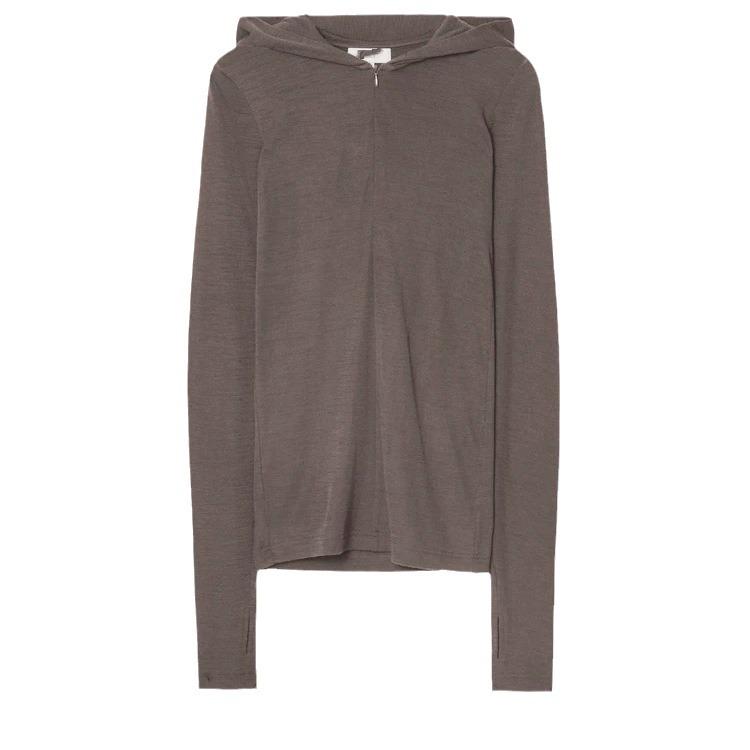 Women's Autumn Half-Zip Hooded Wool-Blend Knitted Top