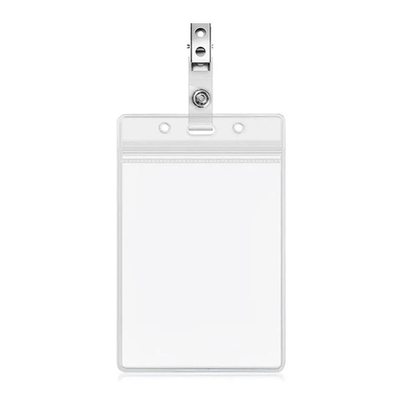 

PVC Transparent Card Sleeve Cover Business Work ID Card Holder Badge Bag Bus Chest Pocket Staff Work Card Holder Badge Case