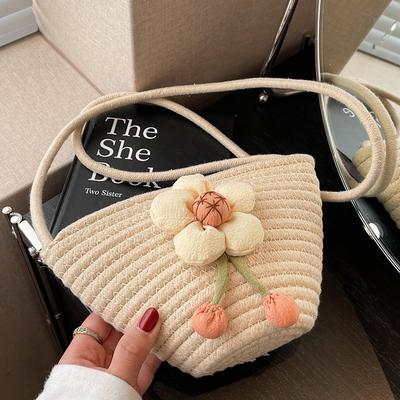 Kórejská ležérna pletená taška Letná slamená pletená plážová taška Roztomilá dievčenská móda Všestranná crossbody taška