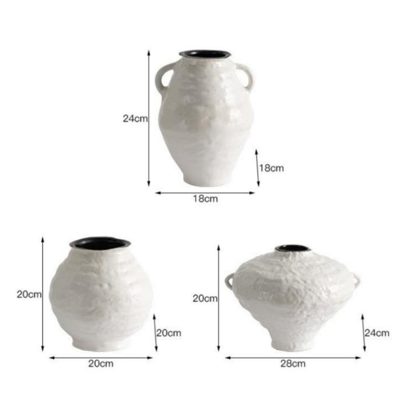 Ceramic Vase White Coarse Earthenware Pot Flower Vase Retro Pot Handmade Ceramic Jar Flower Arrangement Accessories