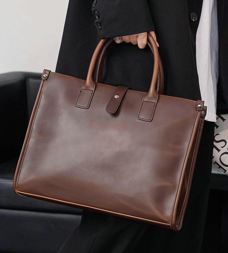 1pcs Retro horizontal leather men's bag, light business men's file bag, public document bag, leisure travel bag, computer bag