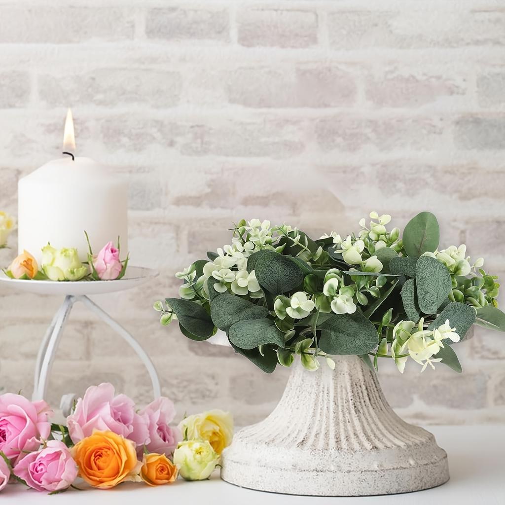 2 Stück Mini Grüner Dekorativer Eukalyptusblätter-Kranz - Wand- & Fensterdekoration für Hochzeit & Party