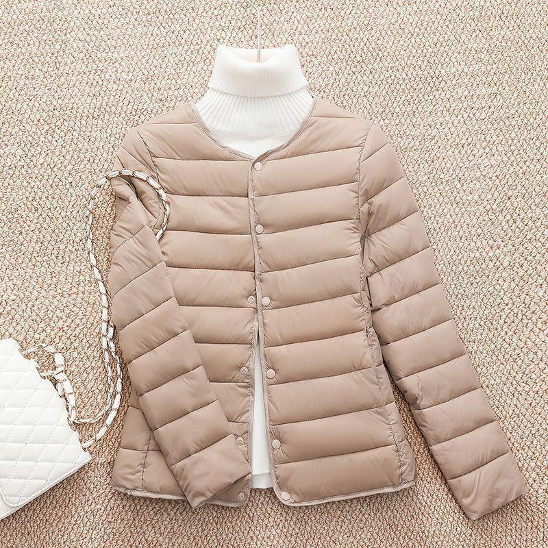 Order A Size Up Winter Women's Down Jacket Ultra Light Coat Short Autumn Slim Short Wear A Base Large Size Jacket