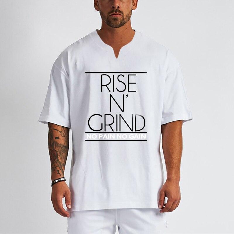 Muscleguys Korean Fashion V-neck Large Size Short-sleeved T-shirt Men's Spring and Summer Loose Top Fitness Casual Comfortable T-shirt