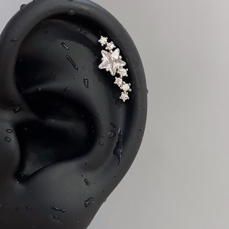Punk Fashion Titanium Steel Ear Bone Studs: Cool Cochlear Piercing Earrings Collection
