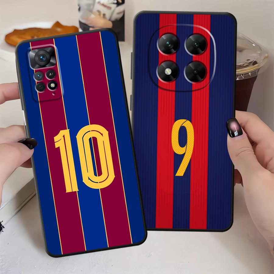 Fußball SuperStar Nummern Hülle für Xiaomi Redmi Note 13 14 Pro Plus 11s 10S 9S 7 8 9 10 11 12 Pro 12s Schwarze Weiche Handyhülle