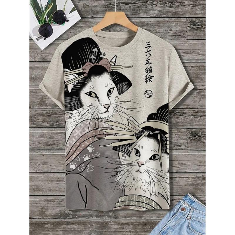 Fashion Men's T-Shirt 3D Cat Print Short Sleeve T-Shirt Art Design Funny T Shirt Summer Street Casual Oversized Men's Clothing