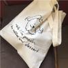 Korean Ins Niche Design Cute Cartoon Fun Pattern Thin Cotton Grey Cloth Bag Canvas Single Shoulder