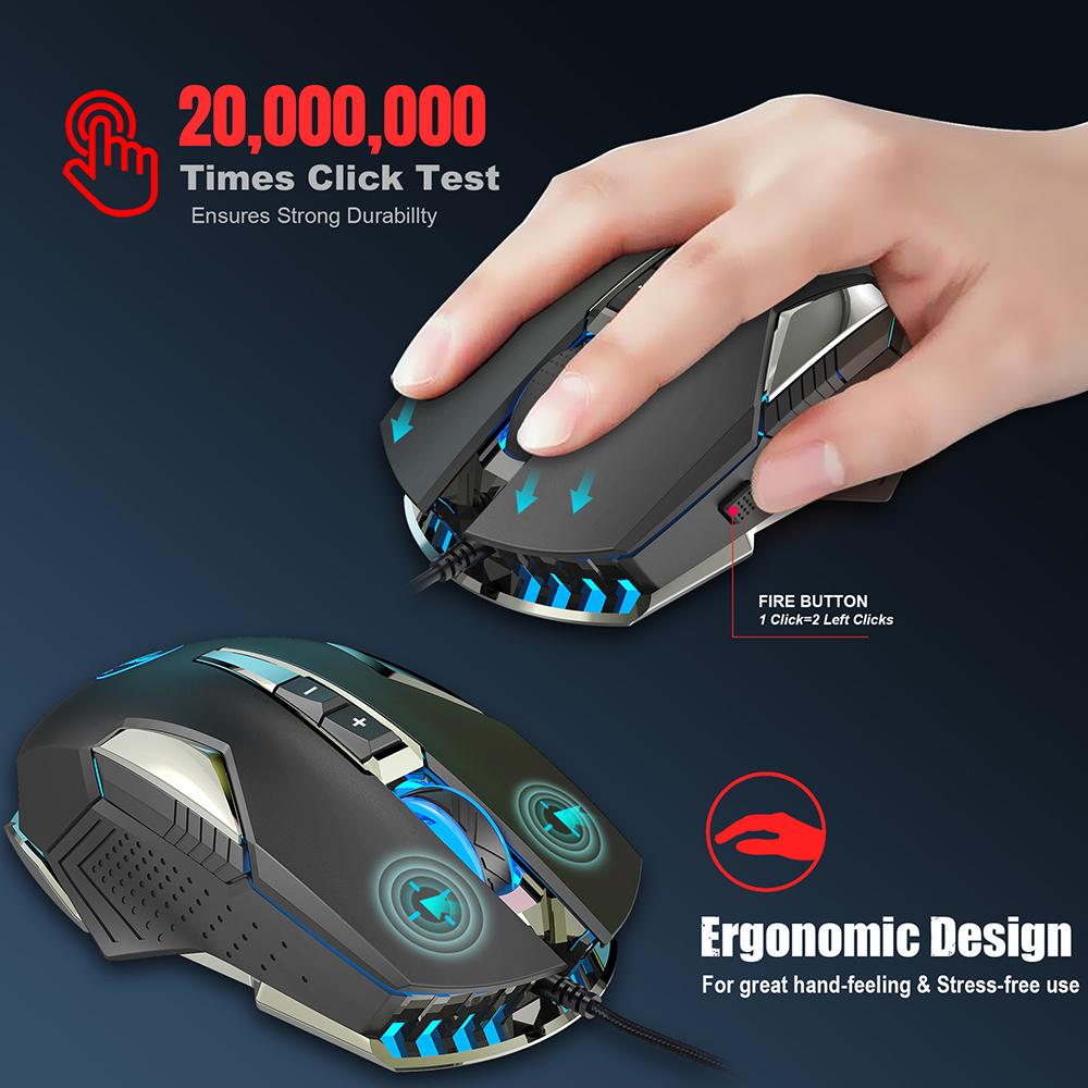 Wired Programmable Gaming Mouse Adjustable 8000 Dpi Portable Usb Computer Game Mice Gamer Accessories With Led Backlit