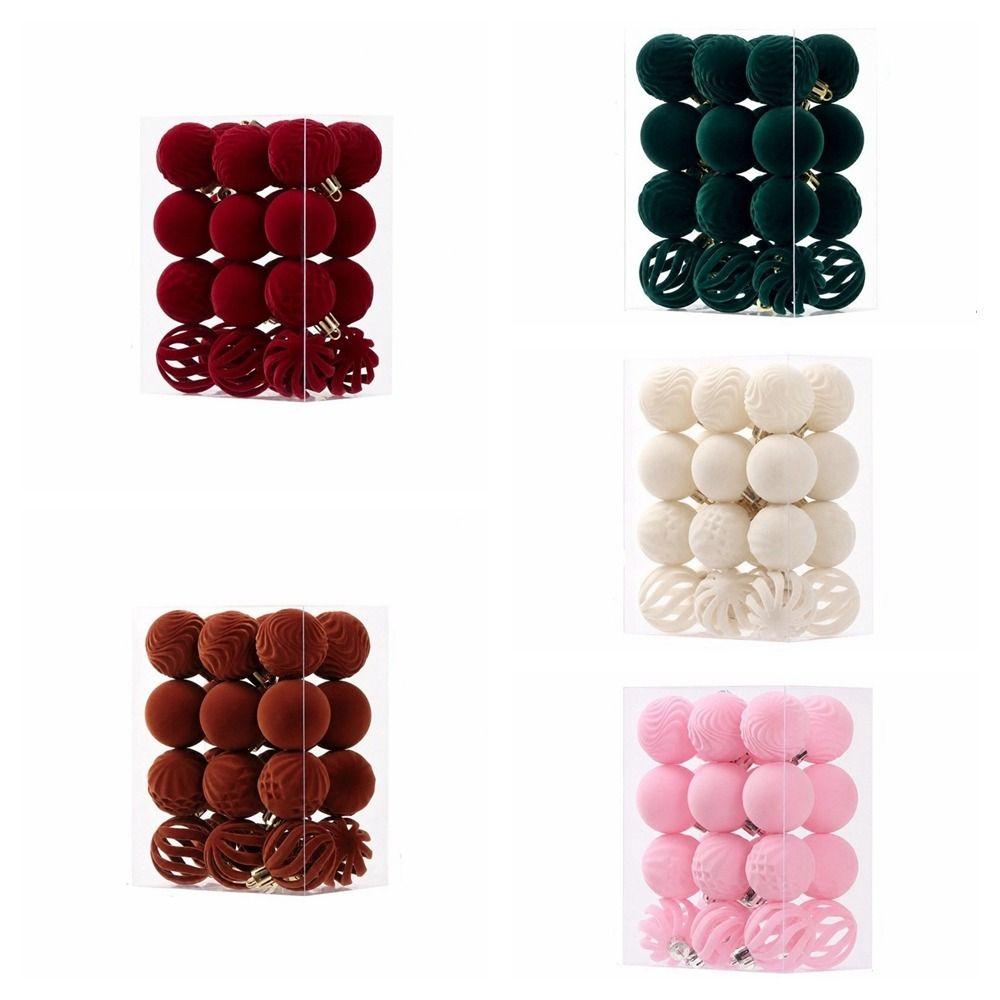24pcs/Set Sparkling Christmas Spheres 4CM Xmas Window Decor Christmas Tree Props Festive Decoration