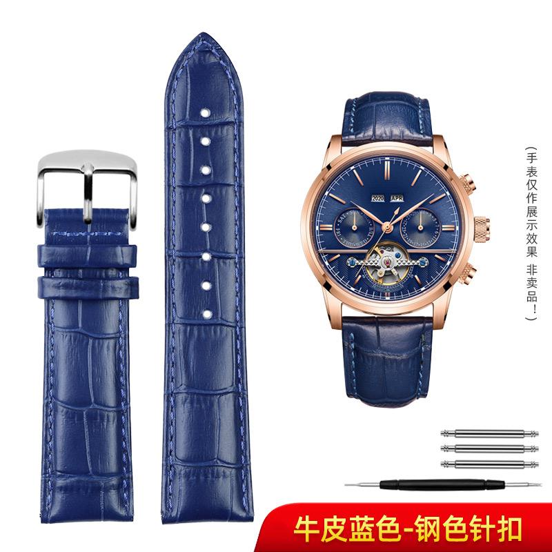 

New Crocodile Leather Watch Band Accessory For Omega Longines Iwc Tudor Blue Leather Cowhide Strap 20mm 22mm Buckle Watch Strap 22mm RG clasp