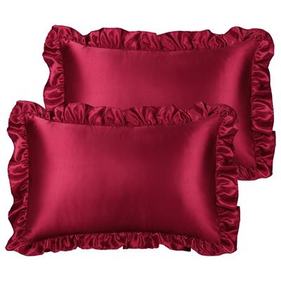 PiccoCasa Pillowcase Satin Ruffle Cool Rayon Cool To the Touch Pillowcase Set of 2 Soft Pillowcase Plain Odor Resistant Beautiful Hair Beautiful Skin