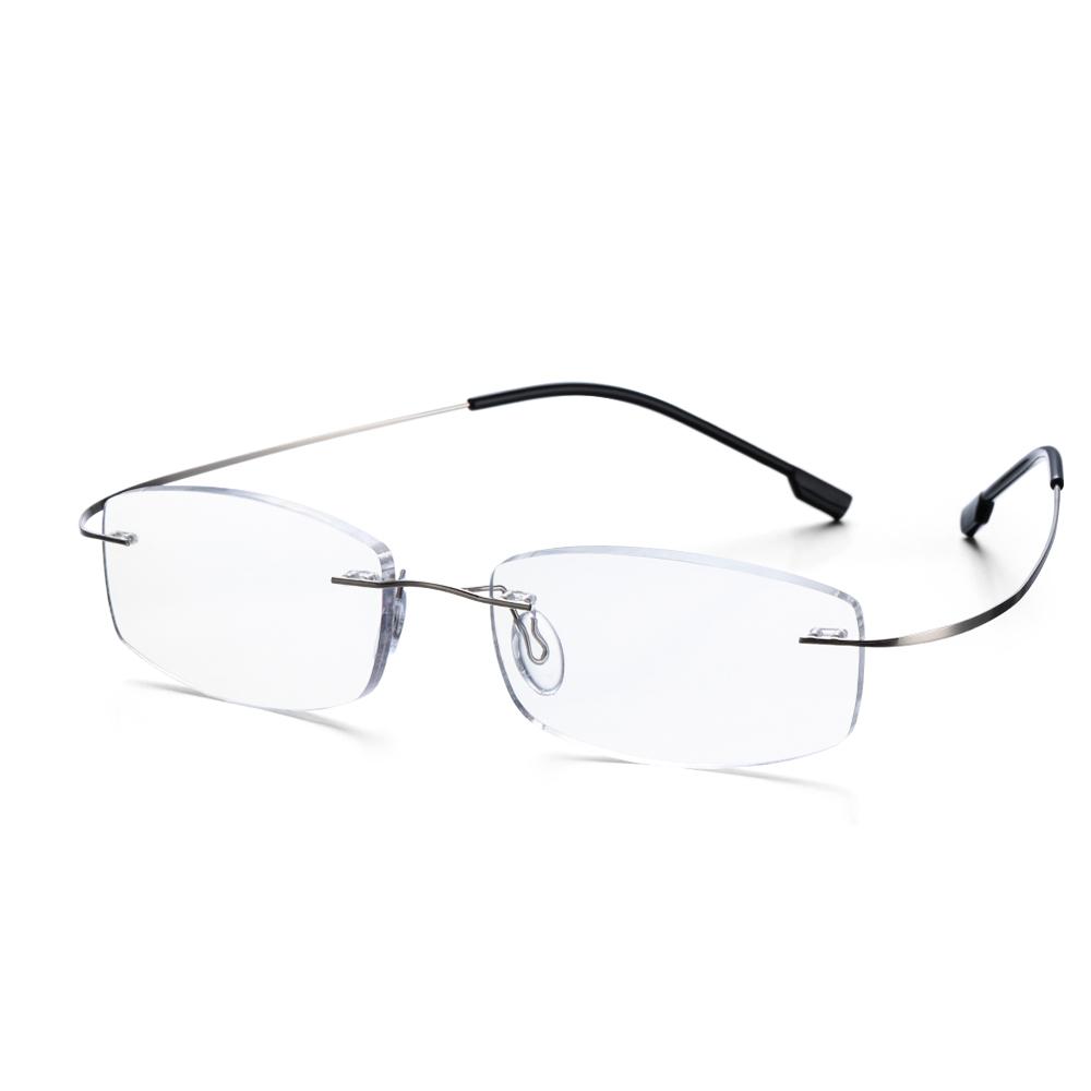 Ultraleichte randlose Lesebrille für Damen und Herren, Memory-Titan, Lesebrille für Alterssichtigkeit, Klassisches Design