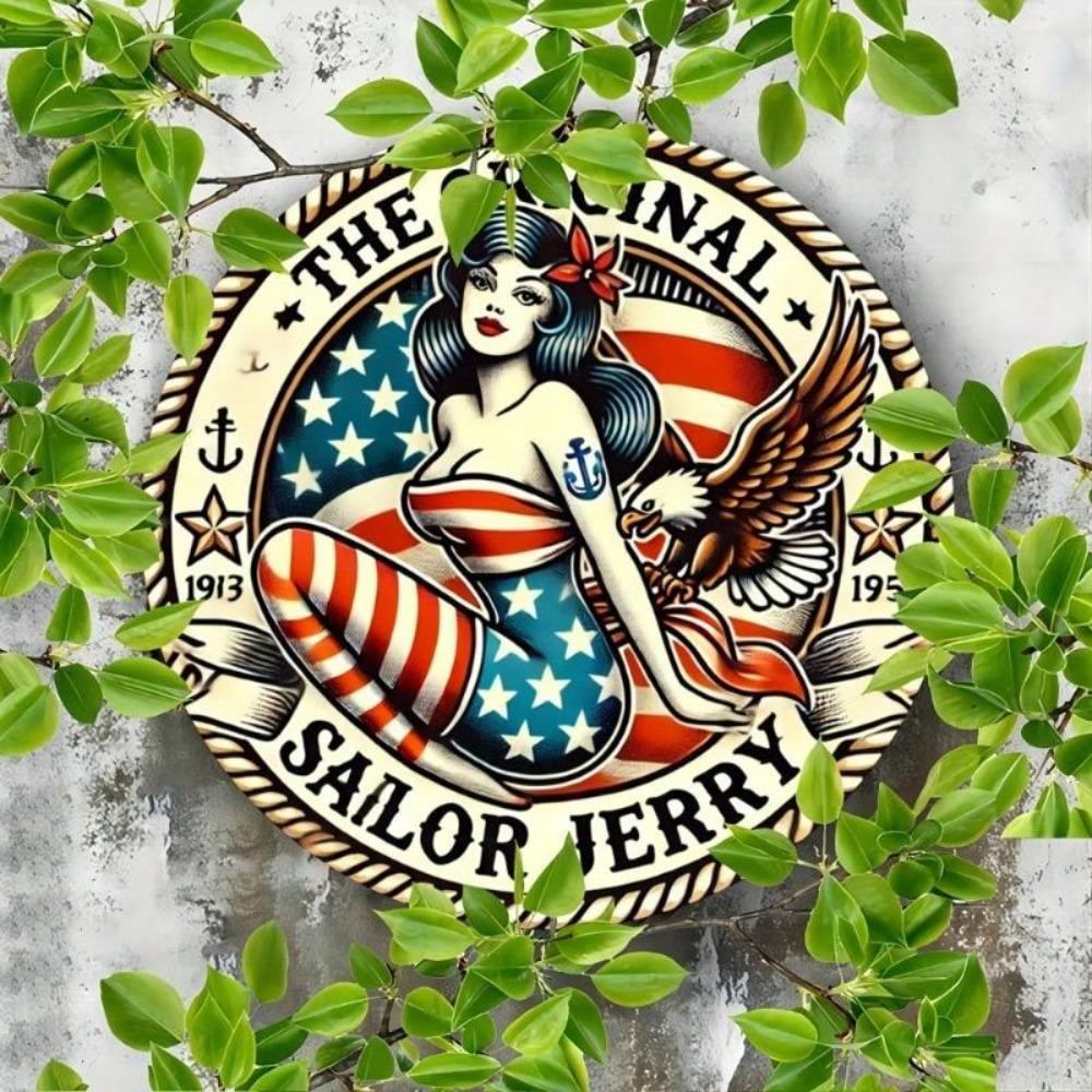 Sailor Jerry Vintage Metal Tin Sign 8x8 Inch Retro Wall Art Home Bar Kitchen Decor Man Cave
