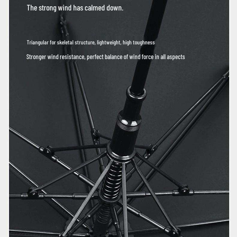 Dubo Extra-Großer 16-Speichen-Holzschirm mit gebogenem Griff - Verstärkt, Verdickt, Business-Sturmsicher für Herren