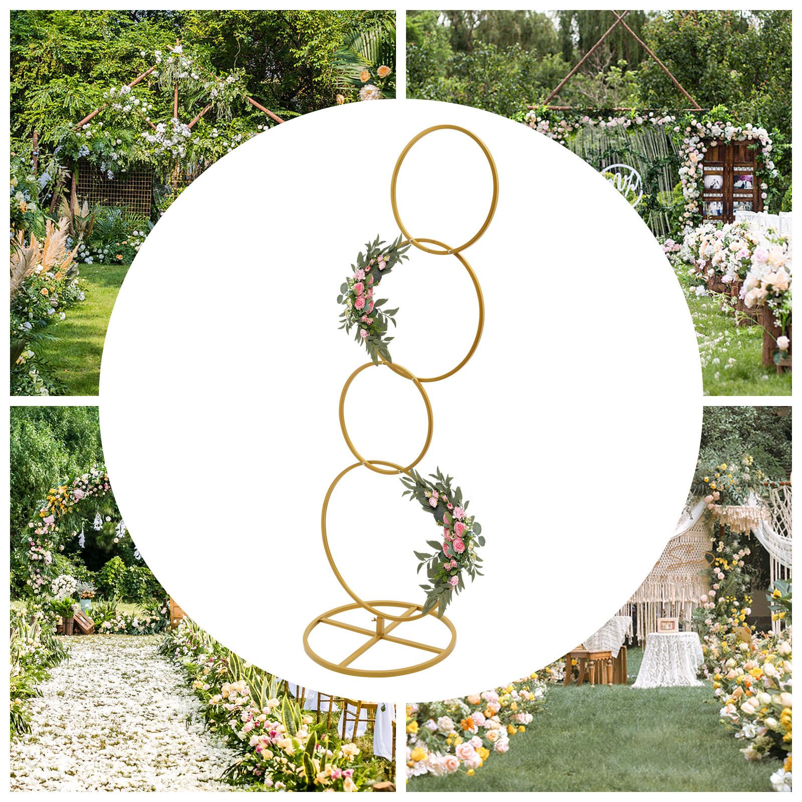 

Bymaocar Circular Gold Wedding Flower Rack,5.02ft Detachable 4-layer Metal Arch Frame for Photo Booth Background And Aisle Decor M золотой