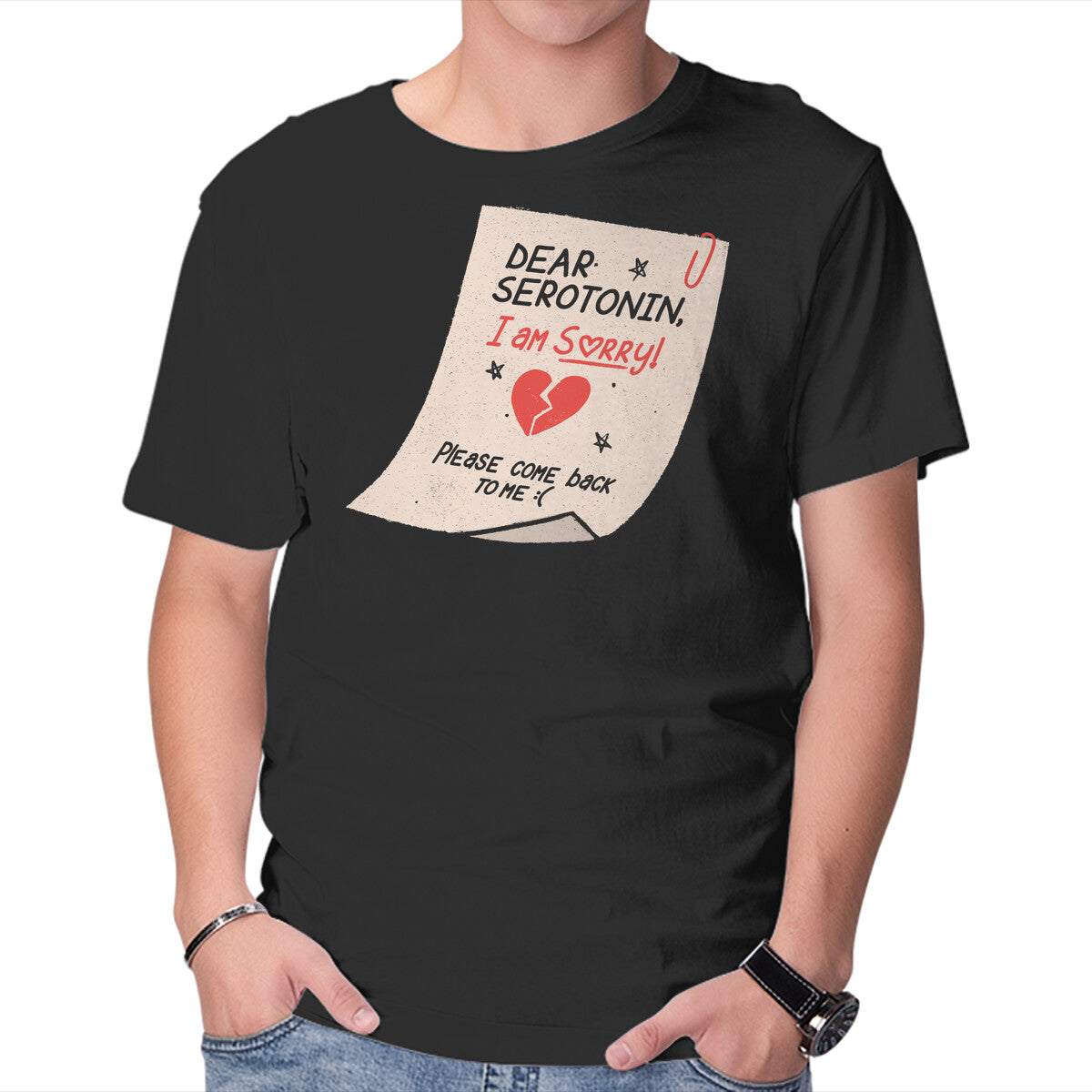 Unisex Crew Neck T-Shirt Dear Serotonin Graphic Short Sleeve Casual Tee M
