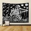 1 Stück Schwarz-Weiß Totenkopf Wandteppich Motte Wandteppich Tarotkarte Sonne Mond Sternbild Wandteppich Halloween Horror Wandteppich