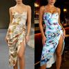 Summer Sexy Holiday Sle Print Strap Dr Women Slimming Split Ort Skirt High Waist Polyester Svel Asymmetrical