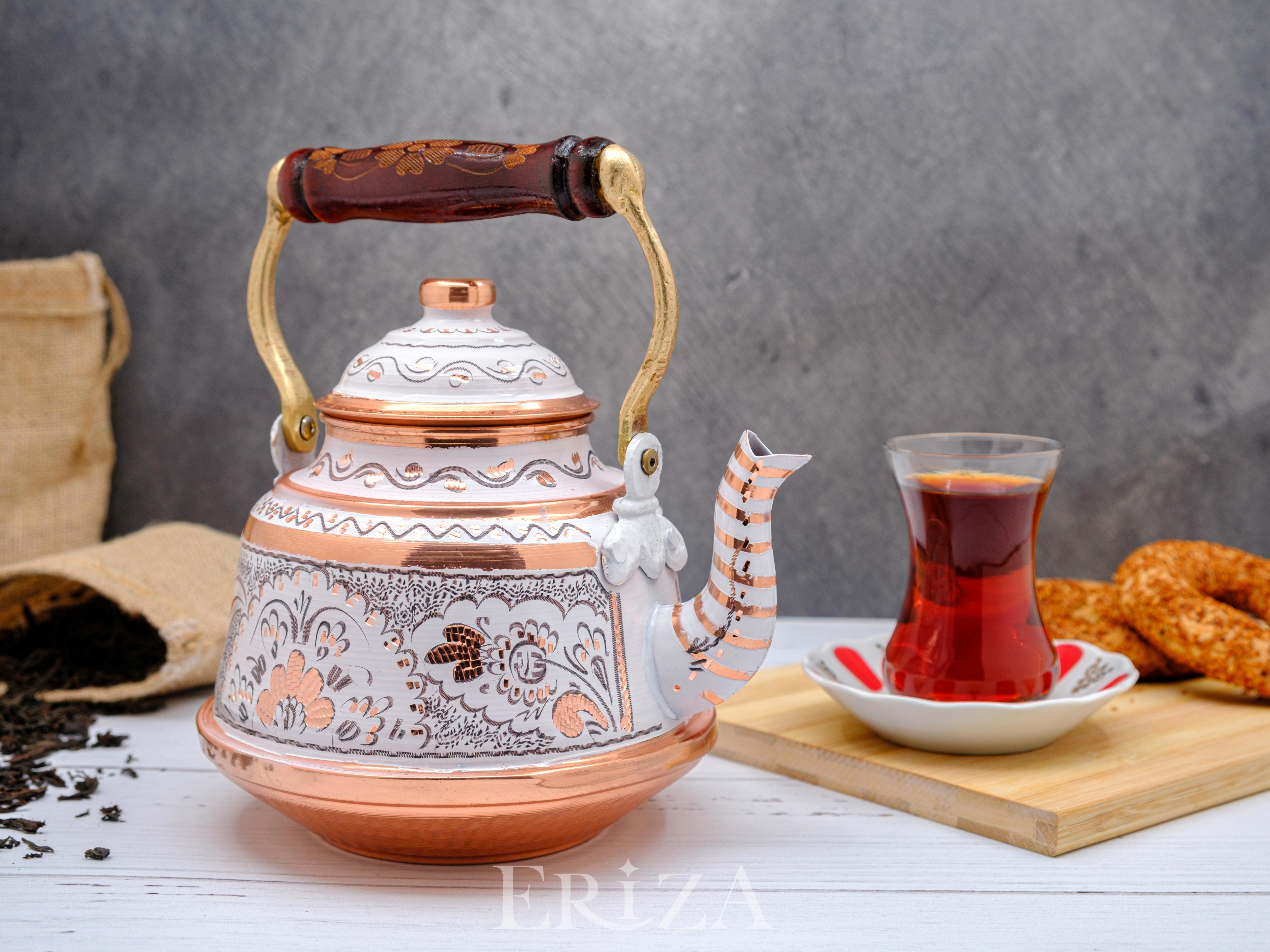 

Gold Copper Tea Kettle Solid Heavy Copper Kettle Teapot NO1 білий