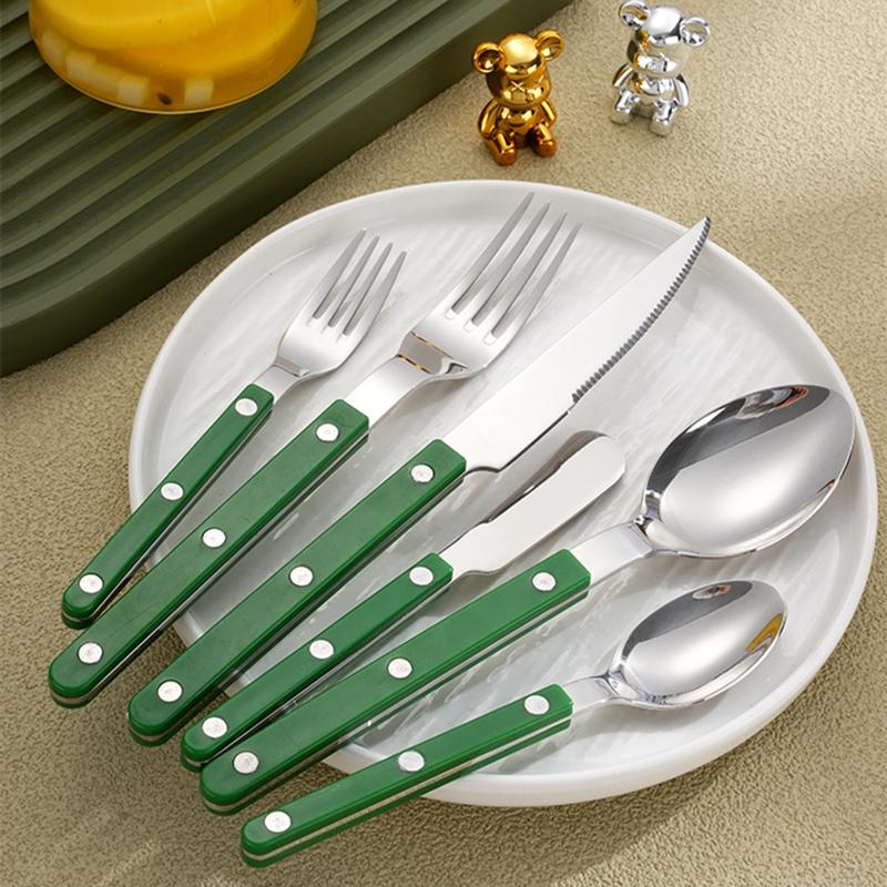 Mode Neues Buntes Griff 304 Besteckset 18/10 Edelstahl Kreativität Geschenk Besteck Messer Gabel Löffel Drop Ship