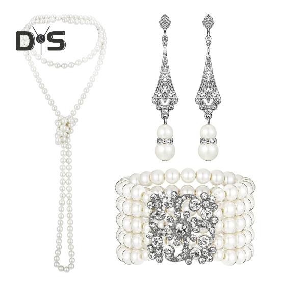 

3 шт./комплект комплект ювелирных изделий из искусственного жемчуга 1920-х годов винтажный роскошный стиль многослойные знаменитости звезда формальная вечеринка банкет свадьба ювелирные изделия ожерелье серьги Sets
