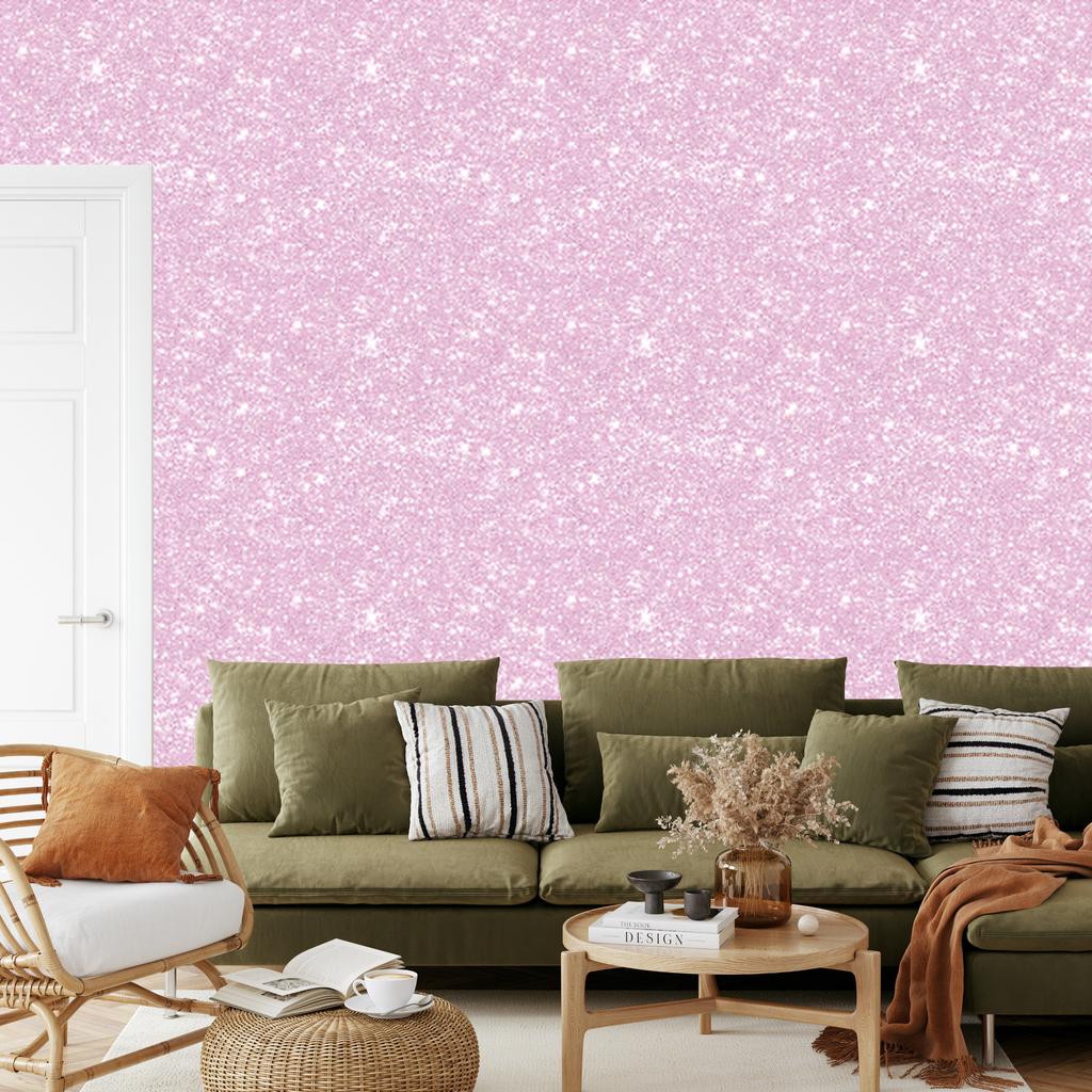 Powder pink glitter wallpaper, powder pink center 50x1000