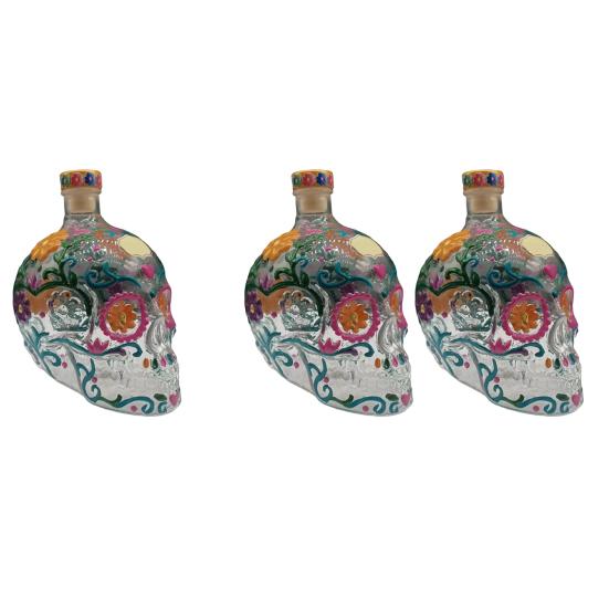 Yousheng Gotische Schedel Karaffen, Handgeschilderde Glazen Likeur Fles met Bloemenpatroon, 3D Gebeeldhouwde Wijn Dispenser voor Home Bar, Halloween Decoratie