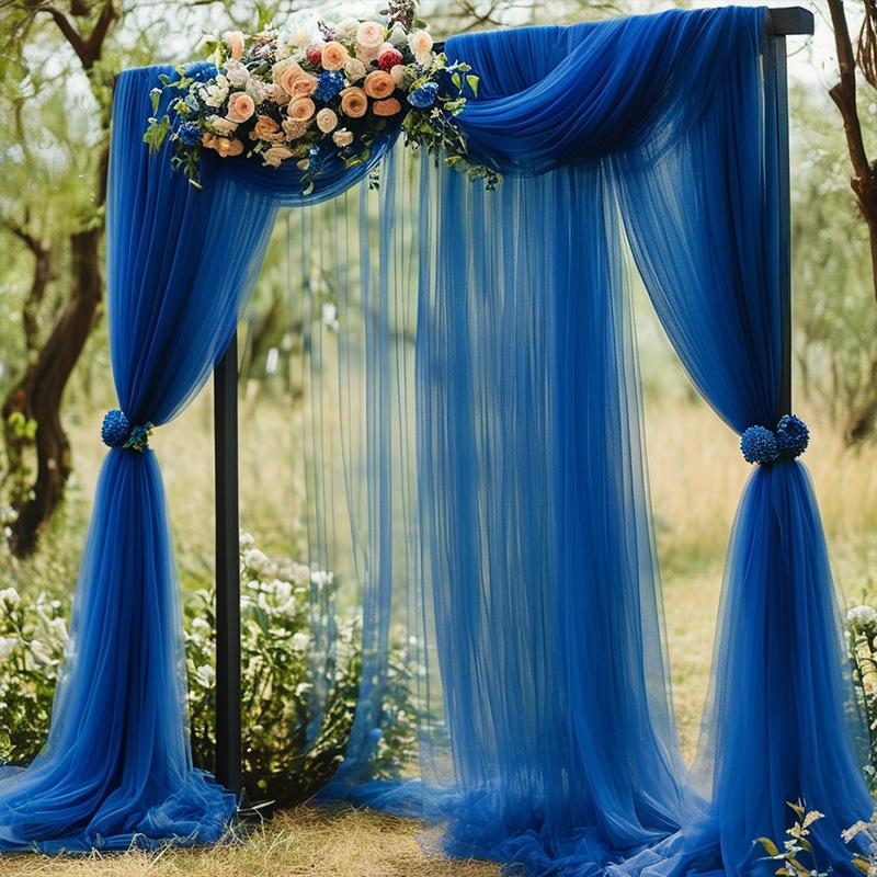 1pcsLarge White Sheer Chiffon Wedding Arch Drapes - Perfect for Ceremony Reception Decor Valentine's Day Gifts Party Supplies