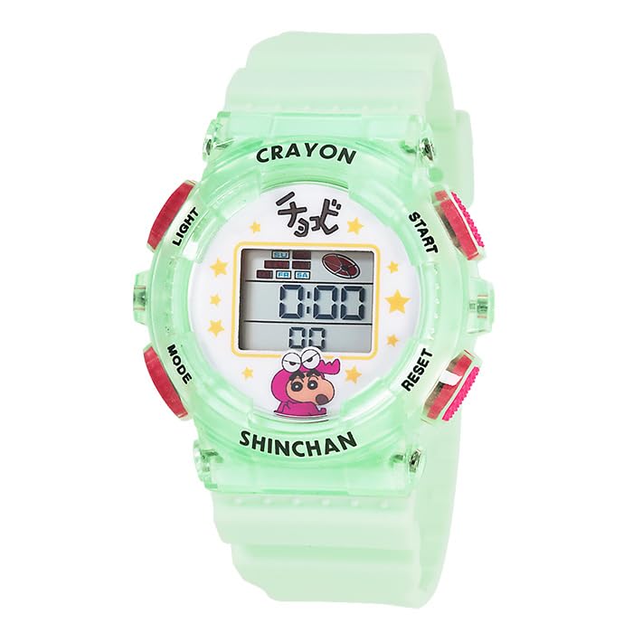 J-AXIS Crayon Shin-chan Digitální hodinky, Oficiálně licencovaná řada Chocobi, Model CH3C0001, Zelená, Unisex Design