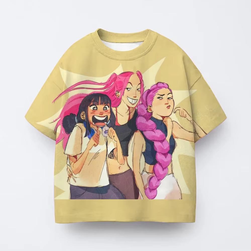 

Cute cartoon boy T-shirt Kpop demon hunter T-shirt for men and women summer short sleeved round neck top children s clothing 6XL