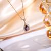 Colorful Zircon Water Drop Pendant Necklaces for Women Girls Stainless Steel Chain Simple Trendy Jewelry Accessories Gifts