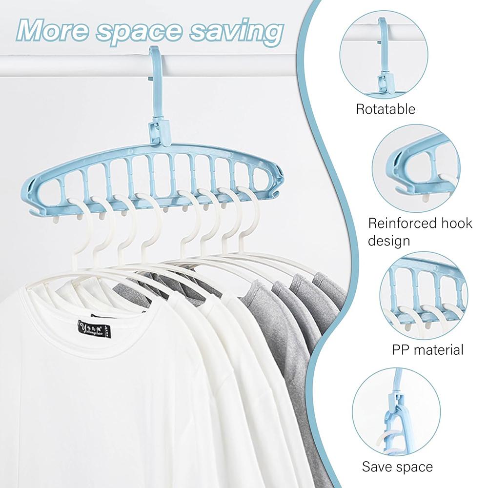 1PC 11-Hole Multi-functional Clothes Hanger for Dormitory Home-use Spiral Plastic Closet Drying Hanger Support