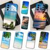 Meerespalmen Strand Für Samsung Galaxy A73,31,32,72,41,53,52,71,22,5G,Note,J7,8,9 Weiche Schwarze Silikon Handyhülle