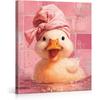 Cute Duck Pink Bathroom Wall Art Print Stylish Bathing Duck Pictures Artwork Pink Aesthetic Wall Decor for Bathroom Washroom 8x10 Canvas Framed