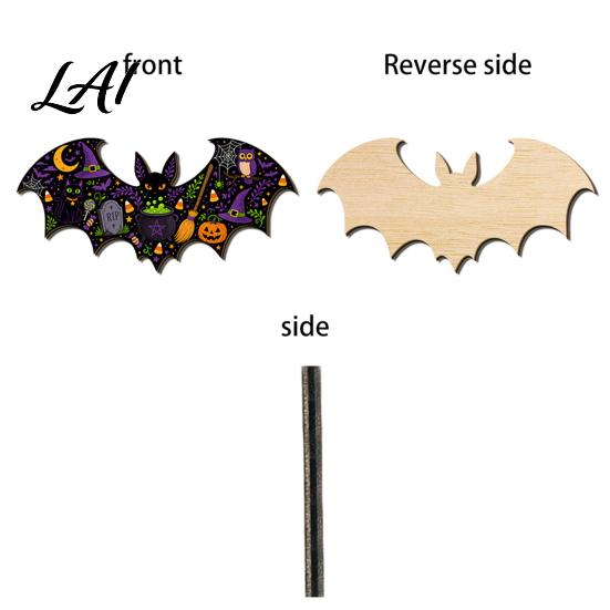 Decorative Entryway Key Hanger Halloween Bat Shaped Wooden Hook 2D Wall Mounted Hanging Decor with Holder for Pumpkin Ghost Witch Pattern,