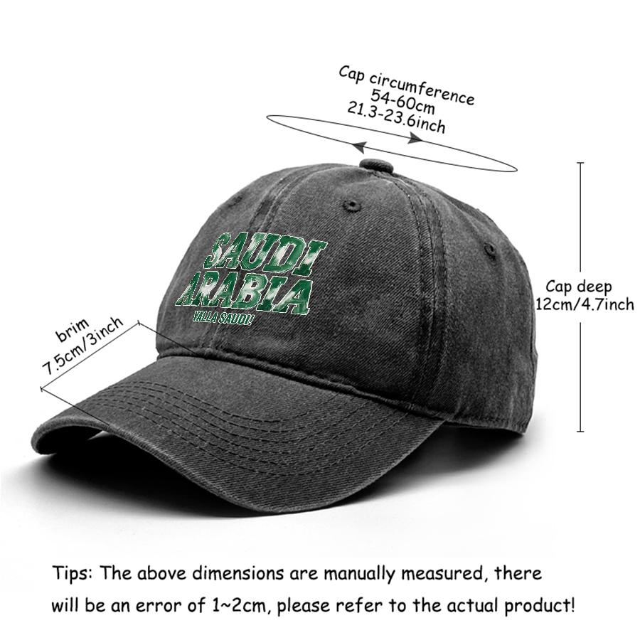 Baseball Cap With "SAUDI ARABIA" "YALLA SAUDI" Flag Printed , Adjustable Baseball Hat Lightweight Fashion Leisure Casual Sun Hat
