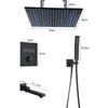 Matte Black LED Thermostatic Shower Faucet 40*80 Large Rain Waterfall Shower System Button Control 3Ways Mixer Installation Arm