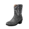 Cowboy Winter Boots for Women Ankle Boots Wide Calf Leather Heels Shoes 2025