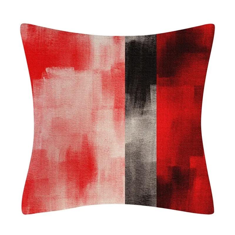 Poszewka na poduszkę do dekoracji domu Modna poduszka Abstrakcyjna poszewka na poduszkę Czarno-czerwona geometryczna poszewka na poduszkę Sofa