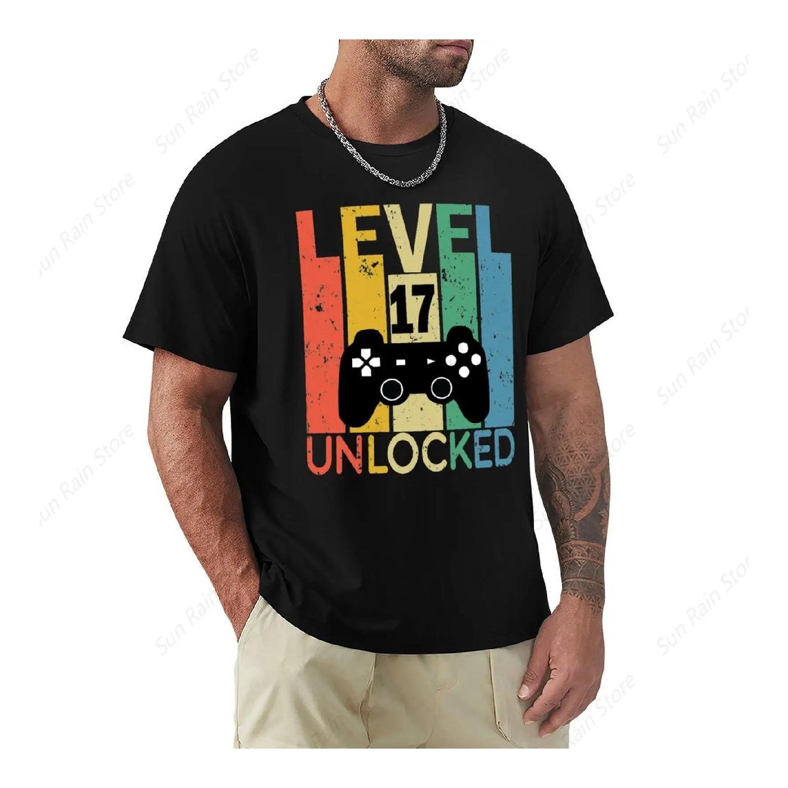 

level 17 unlocked T-shirt tees anime cute clothes heavyweights designer t shirt men XXXXXL чорний