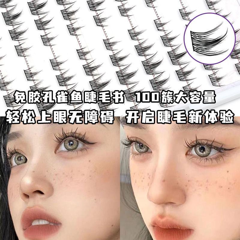 Lactacia - Kleberloses Multipack Falsche Wimpern Cluster / Pinzette / Set (Verschiedene Designs)