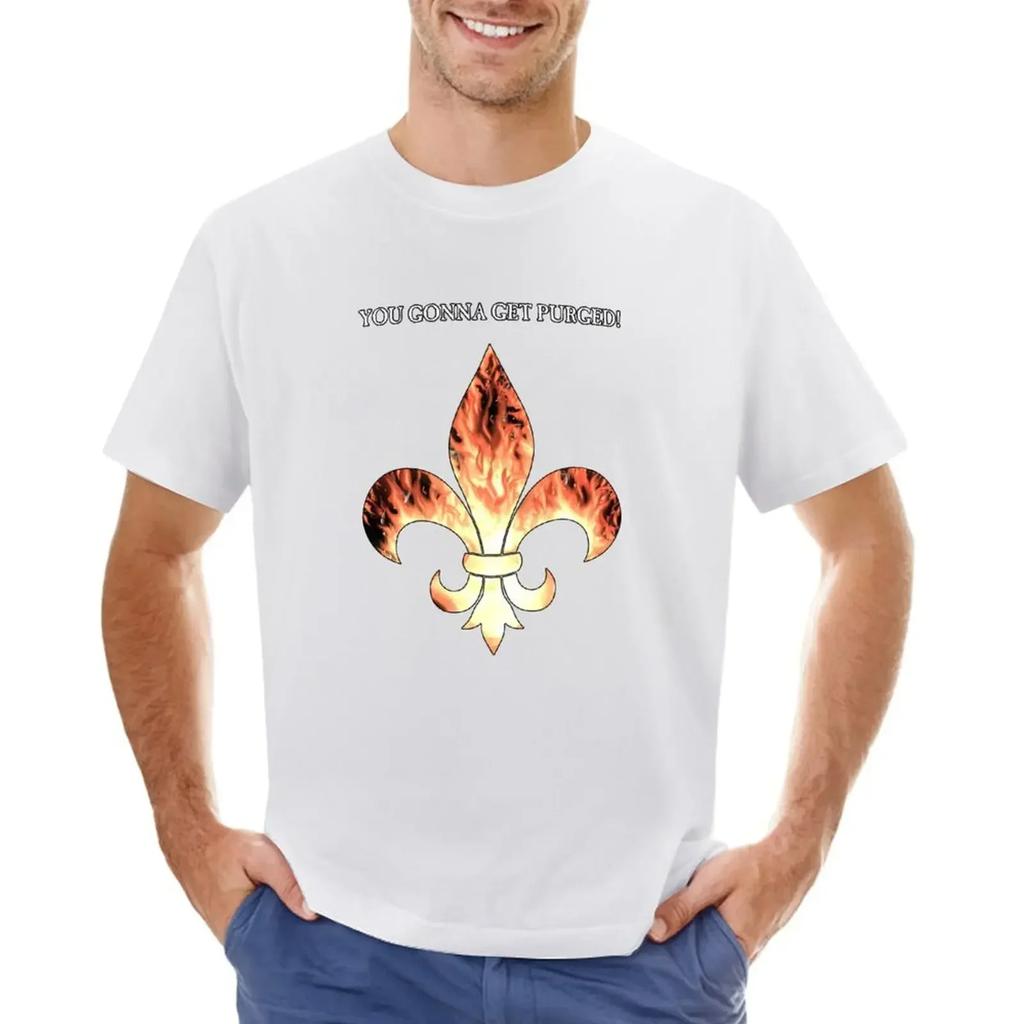 Flaming Fleur De Lis Purge! T-shirt hippie clothes sports fans Men's t-shirt