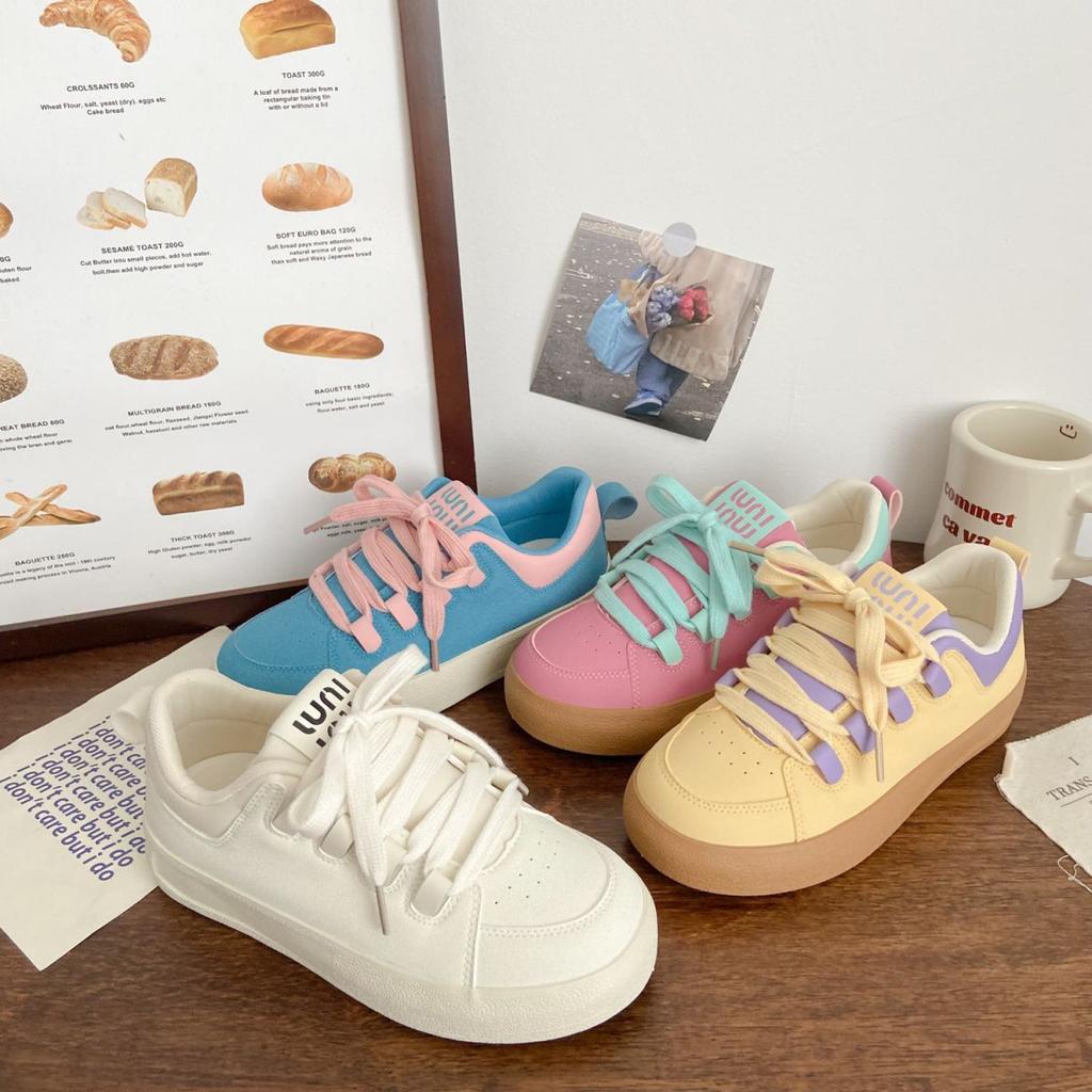 Milk platform women's leather surface autumn new ins niche versatile low-top round head student sports shoes