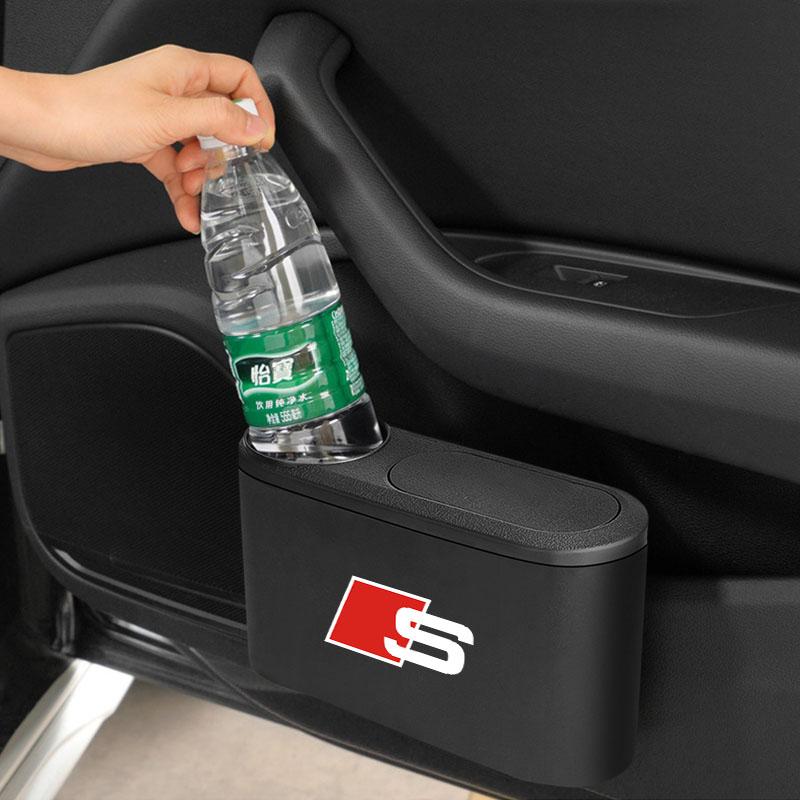 Hanging Car Trash Can Auto Emblem Garbage Box Accessories For Audi C7 C6 C5 B5 B6 B7 B8 B9 D3 Q3 Q5 Q7 TT A1 A3 A4 A5