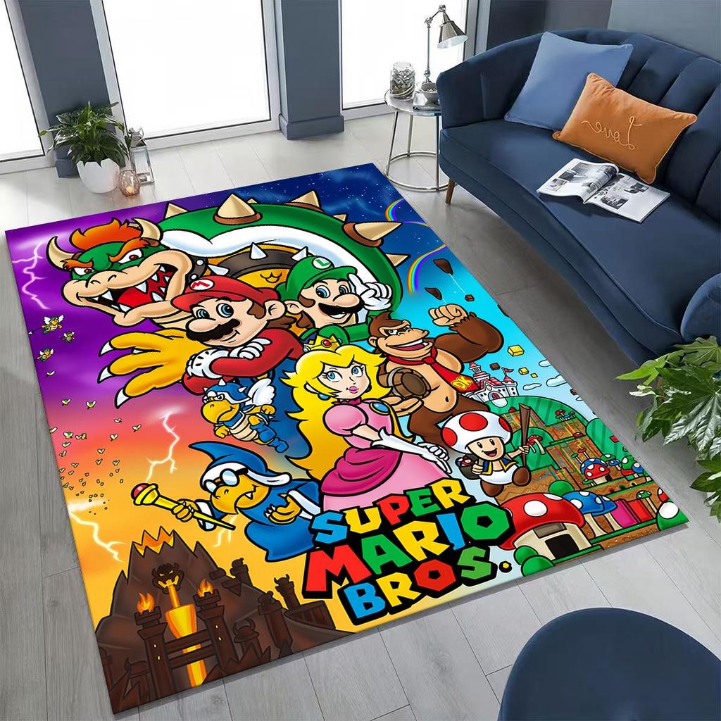 2026 New Retro Mario Cartoon Gift Rug for Bedroom Living Room Sofa Home Doormat Decor, Large Kids Play Non-slip Floor Mat