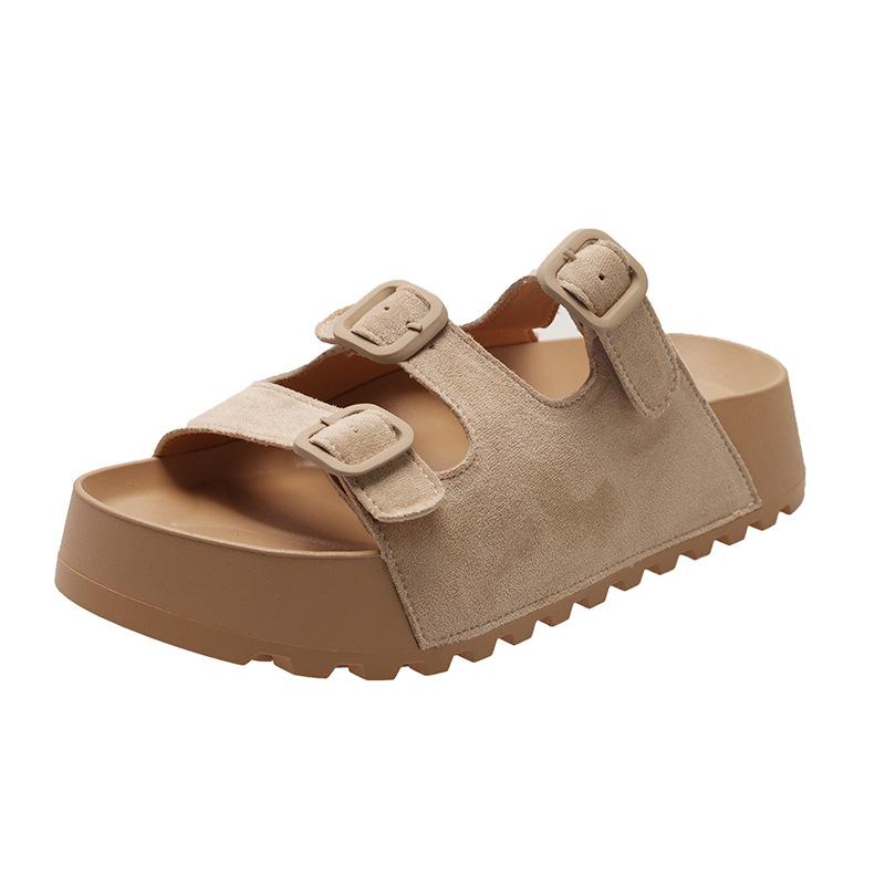 

Soft leather thick bottom stepping on shit feeling Boken slippers women s 2025 summer new retro versatile outerwear casual slippers 40